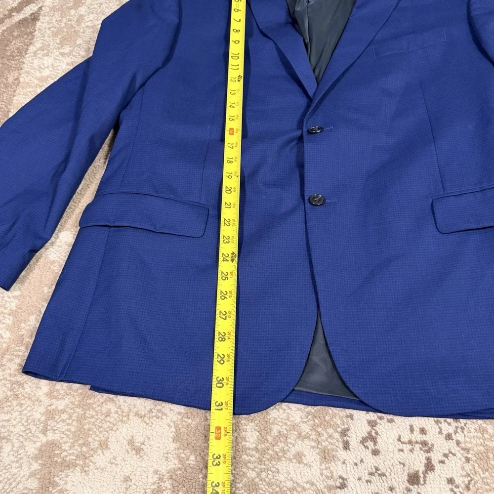 Jos. A. Bank Traveler Sports Coat Men's‎ 48R Blue Wool Check Blazer Business